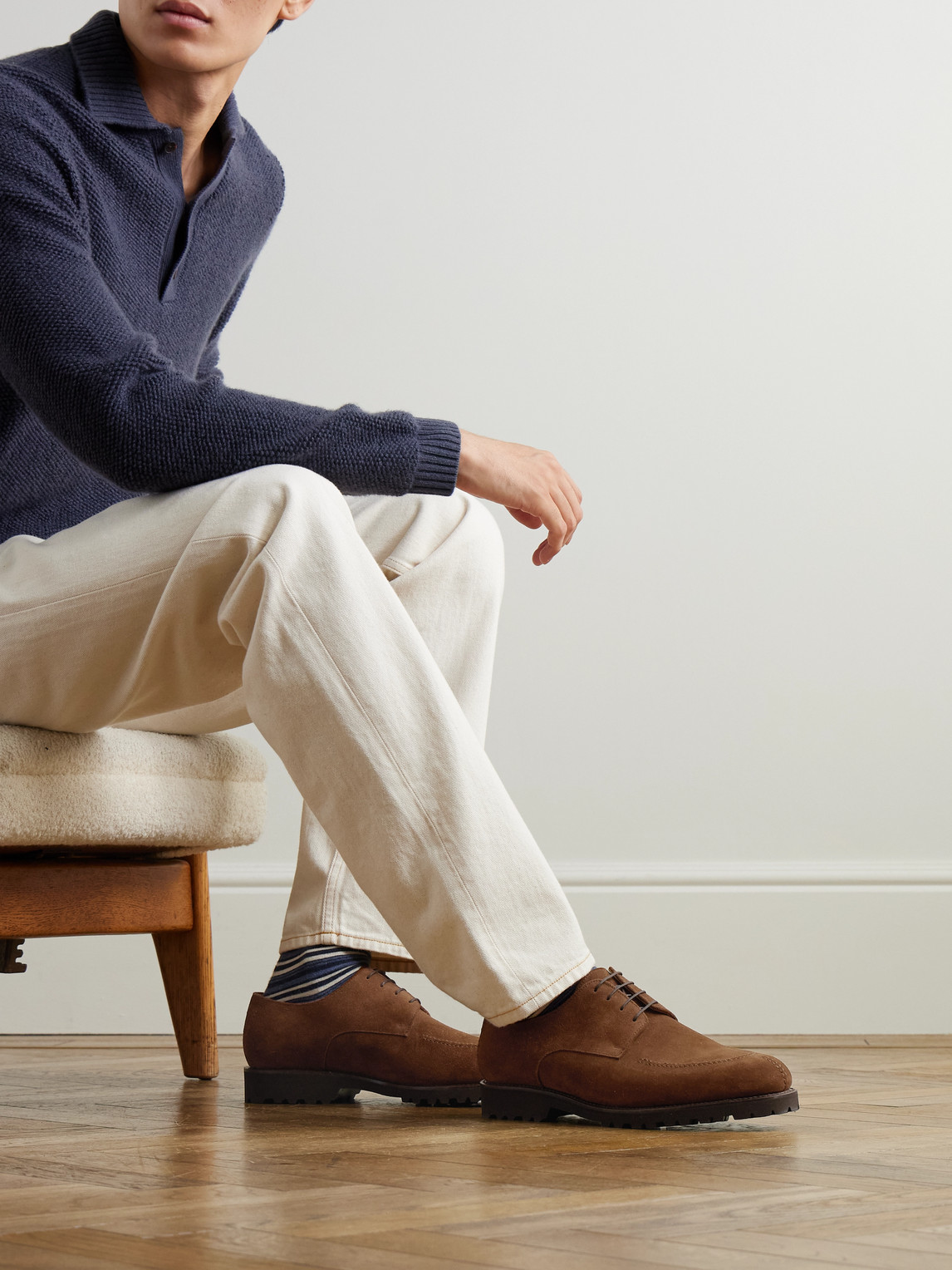 Majordome M32 Split-toe Nubuck Derby Shoes In Brown