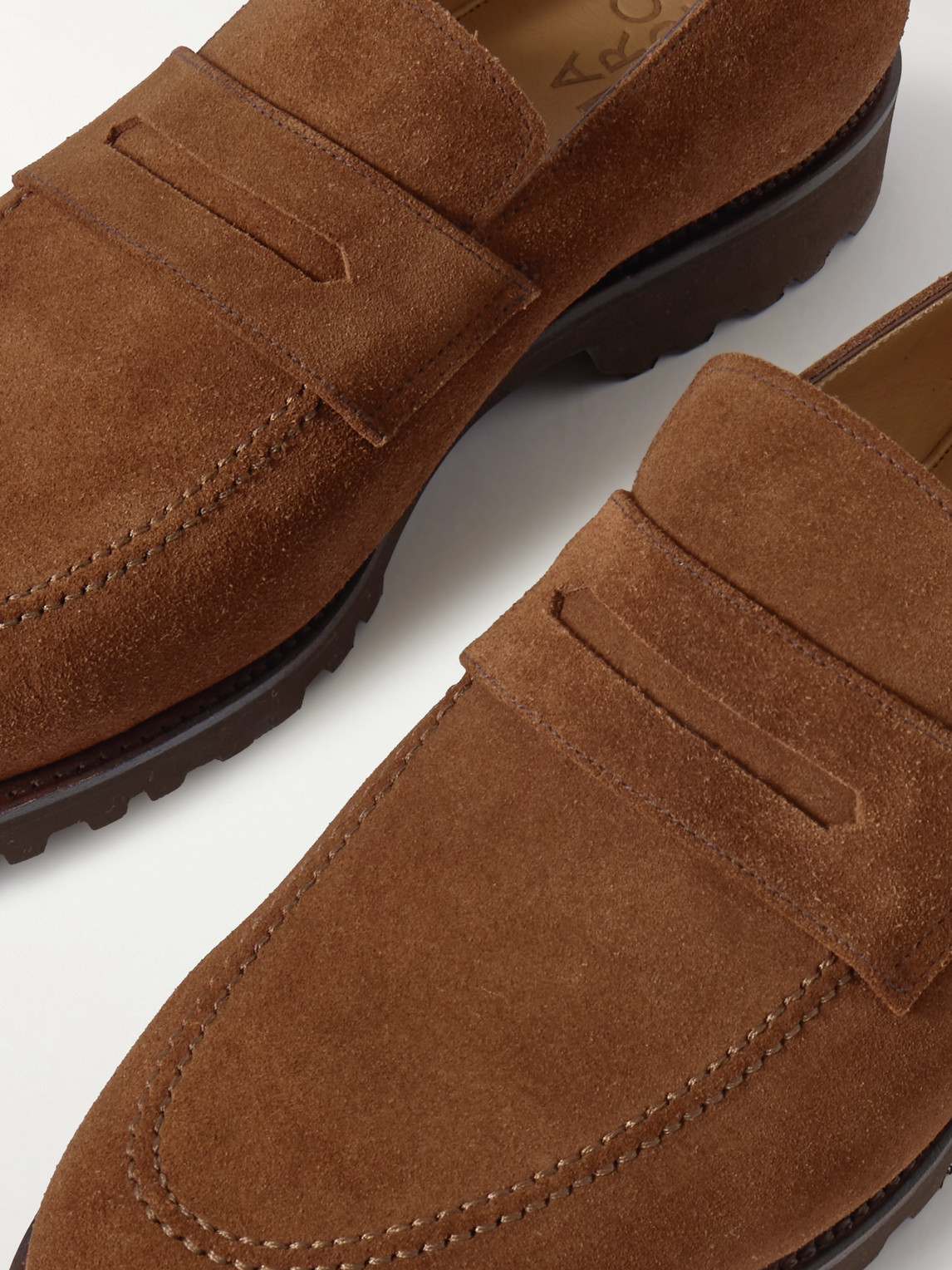 Majordome M08 Nubuck Penny Loafers In Brown