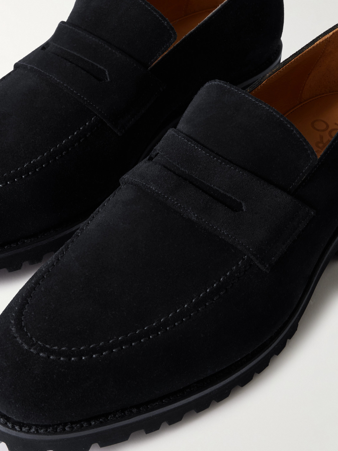 Majordome M08 Nubuck Penny Loafers In Black