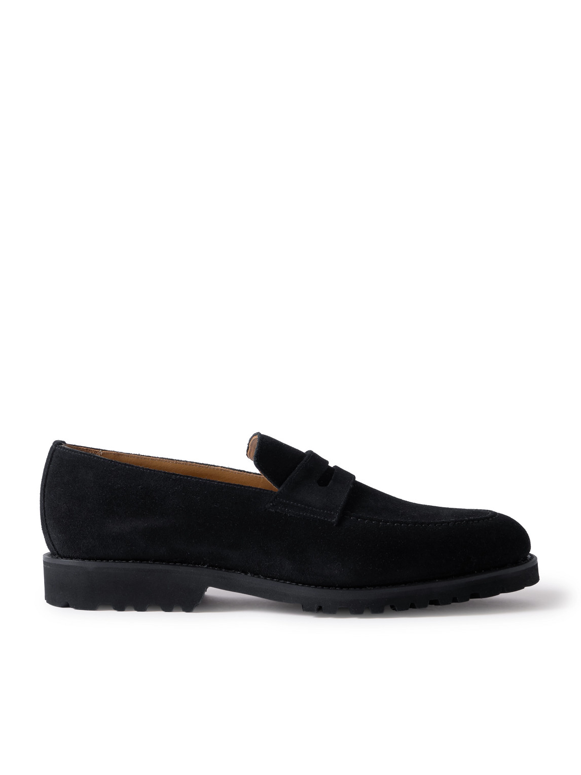 Majordome M08 Nubuck Penny Loafers In Black