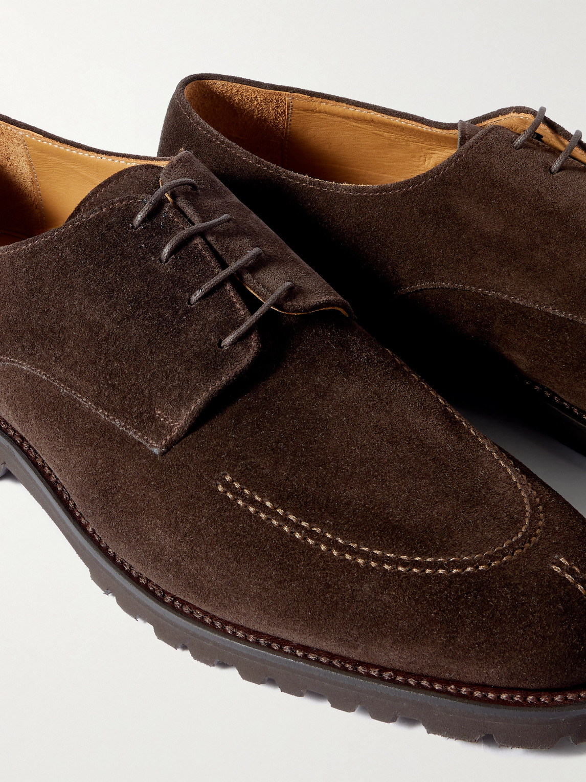 Majordome M32 Split-toe Nubuck Derby Shoes In Brown
