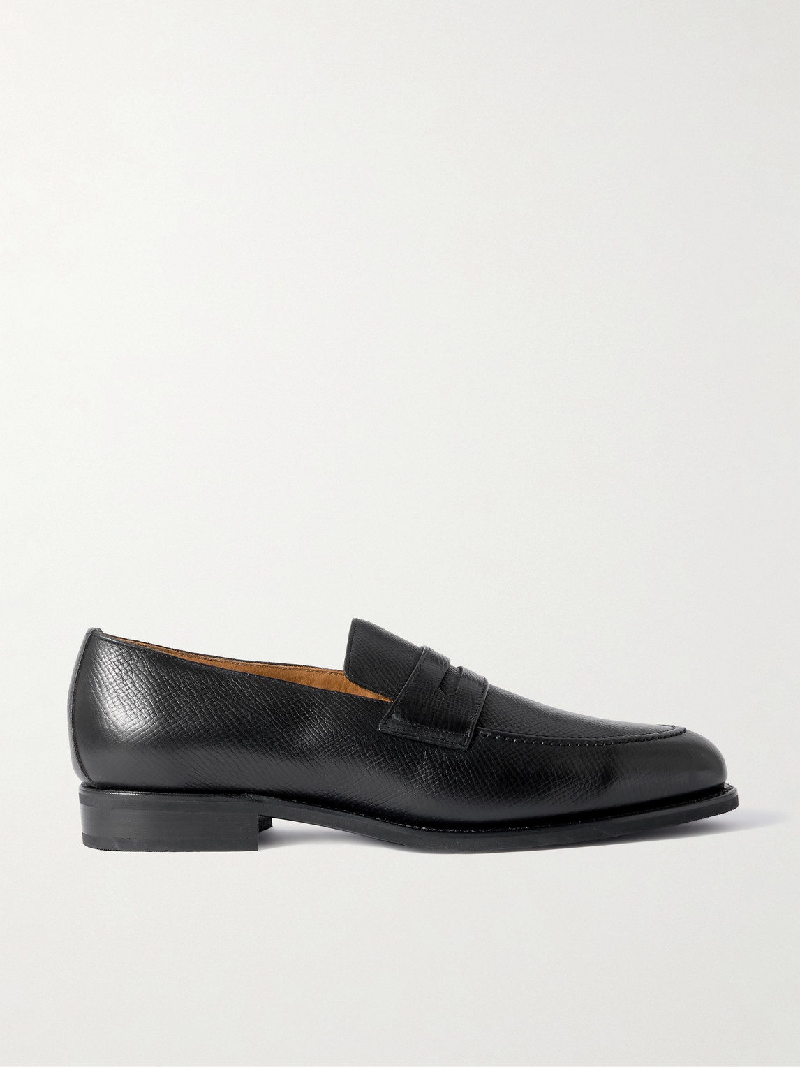 Majordome M08 Cross-grain Leather Penny Loafers In Black