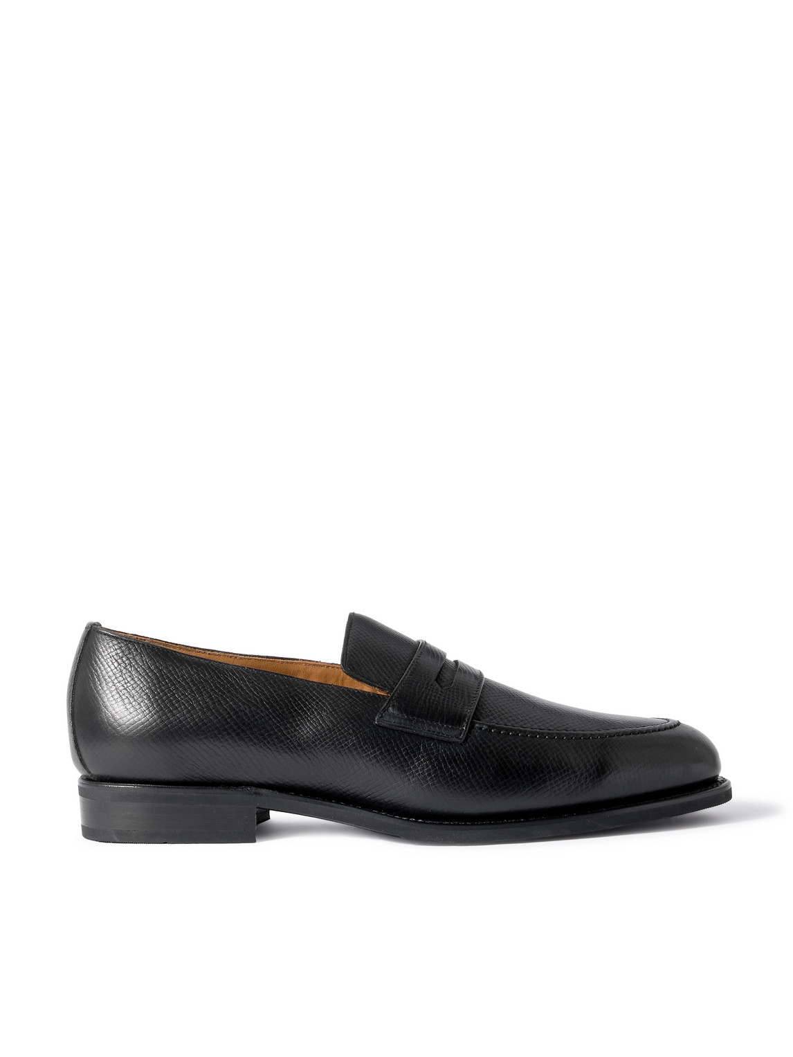 Majordome M08 Cross-grain Leather Penny Loafers In Black