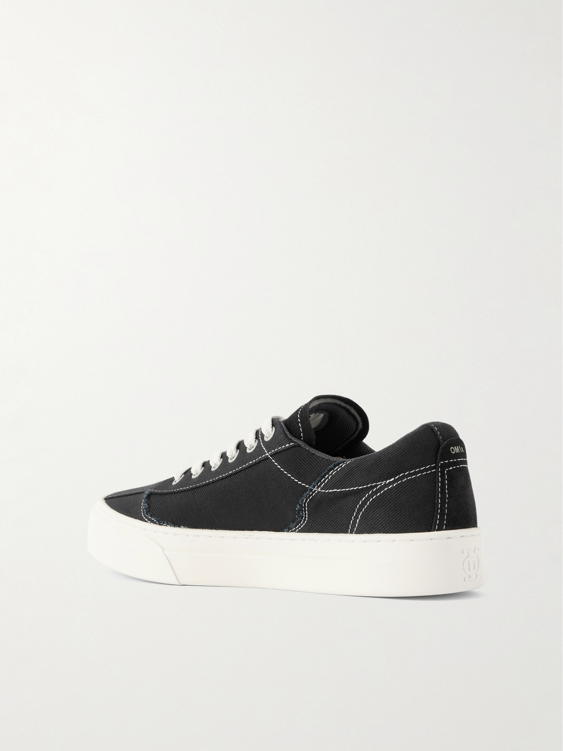 Omni Dellow Leather-trimmed Distressed Drill Sneakers In Black