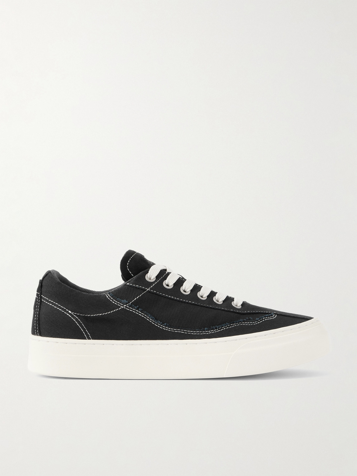 Omni Dellow Leather-trimmed Distressed Drill Sneakers In Black