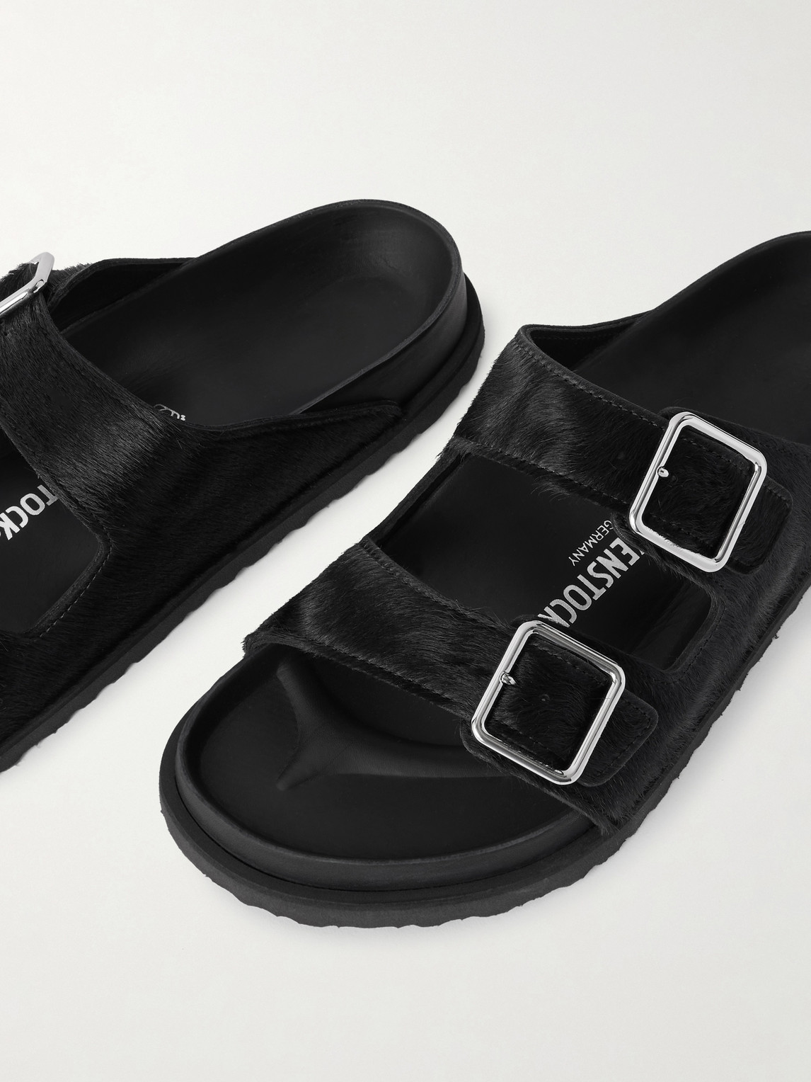 Birkenstock 1774 Arizona Calf Hair Sandals In Black
