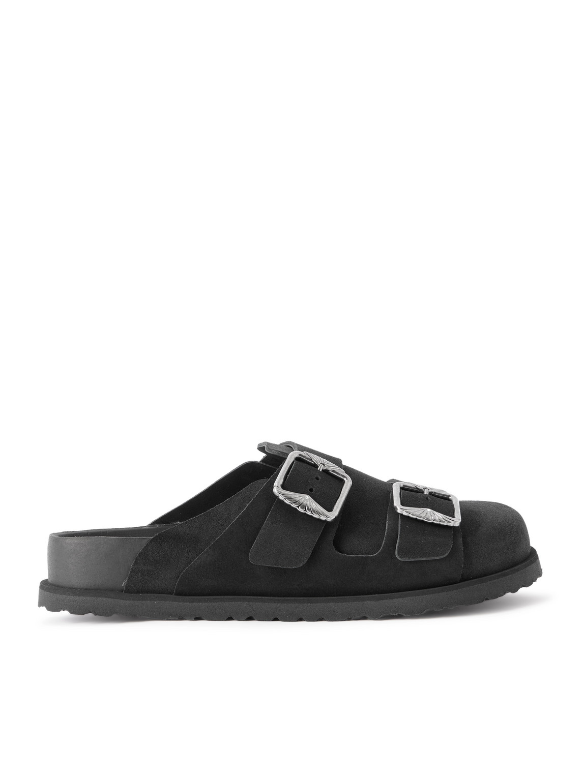 Birkenstock 1774 Double-strap Suede Slippers In Black