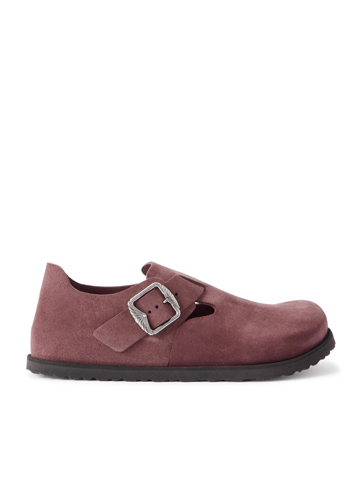 Birkenstock 1774 London Suede Clogs In Burgundy