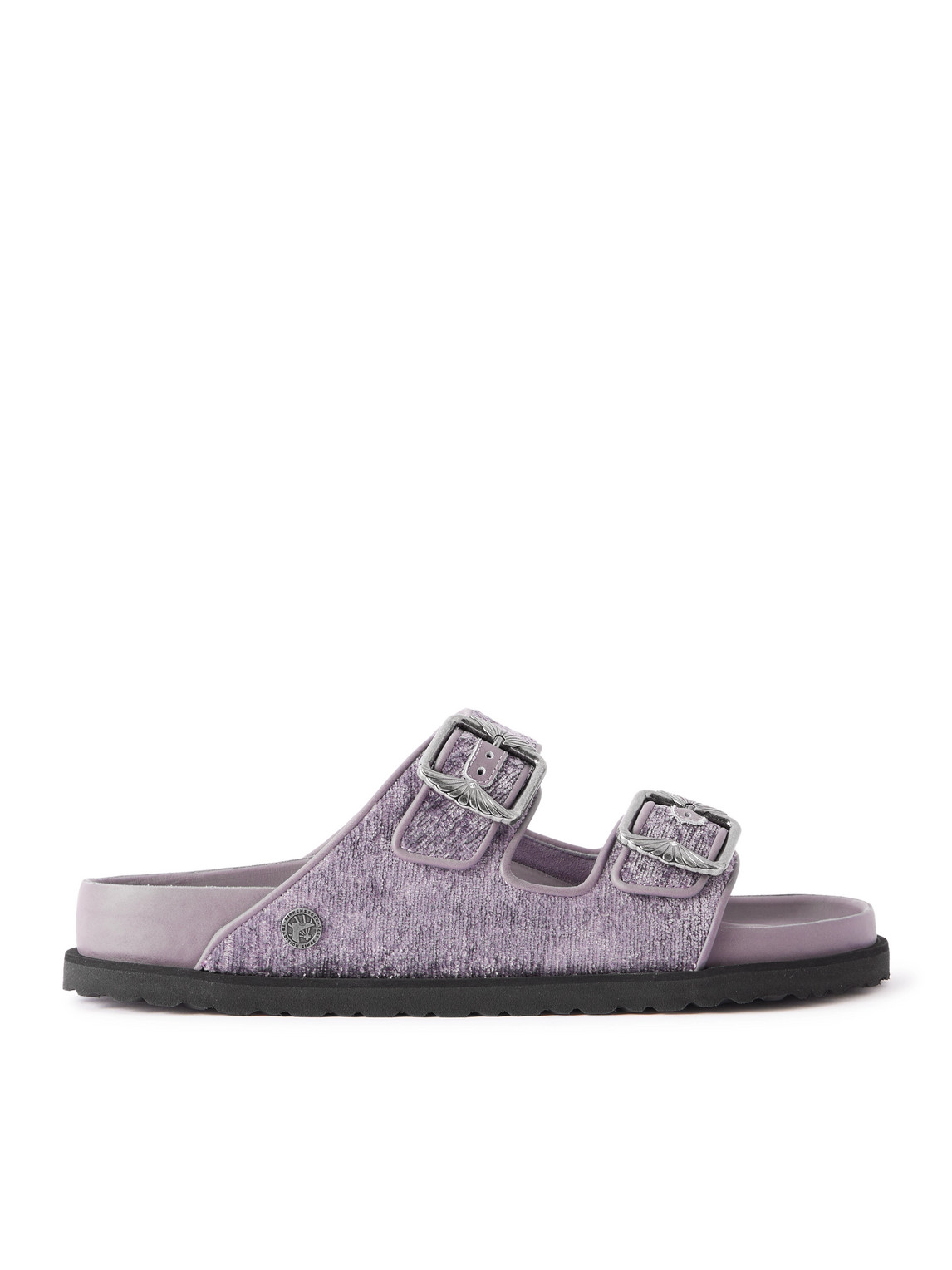 Birkenstock 1774 Arizona Velvet Sandals In Purple