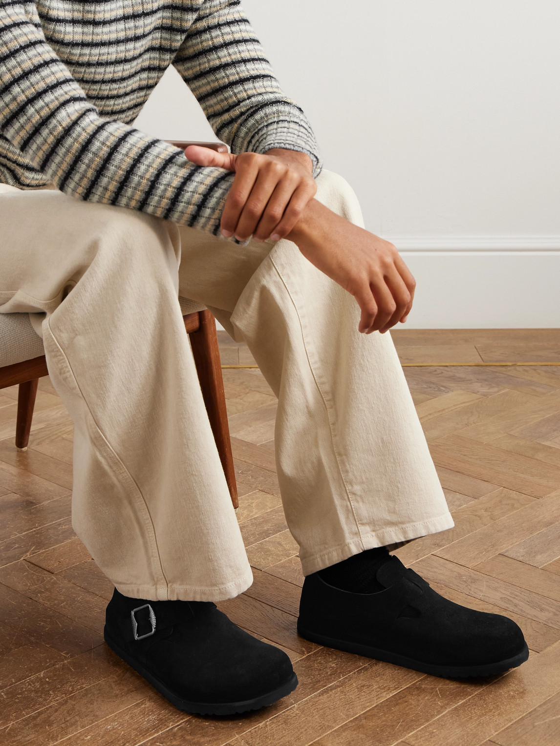 Birkenstock 1774 London Suede Clogs In Black