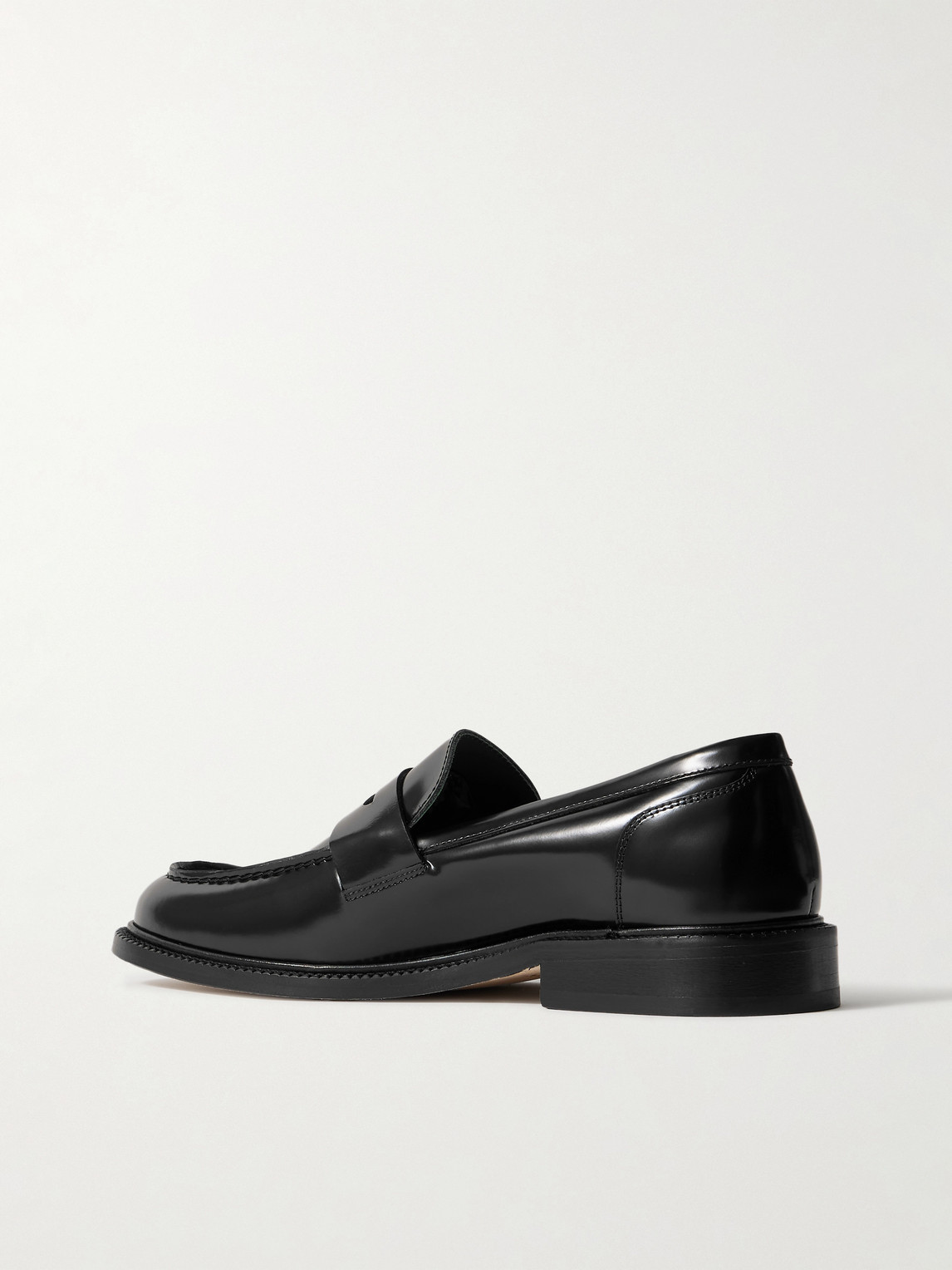 Vinny's Townee Glossed-leather Penny Loafers In Black