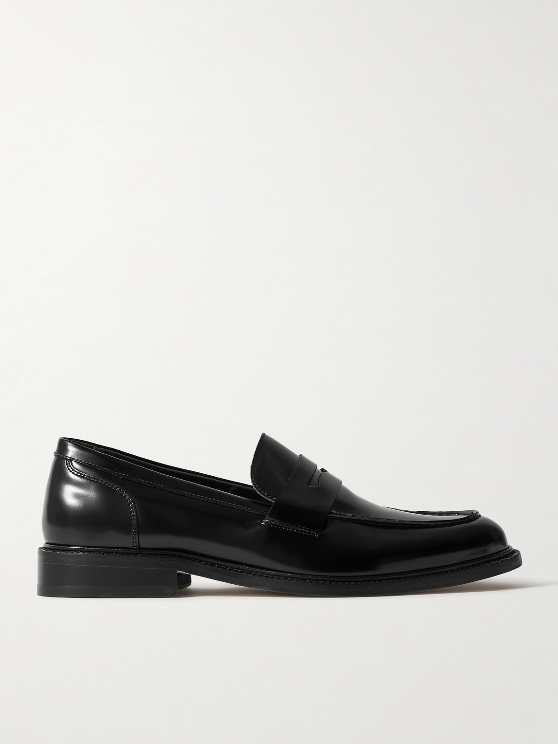 Vinny's Townee Glossed-leather Penny Loafers In Black
