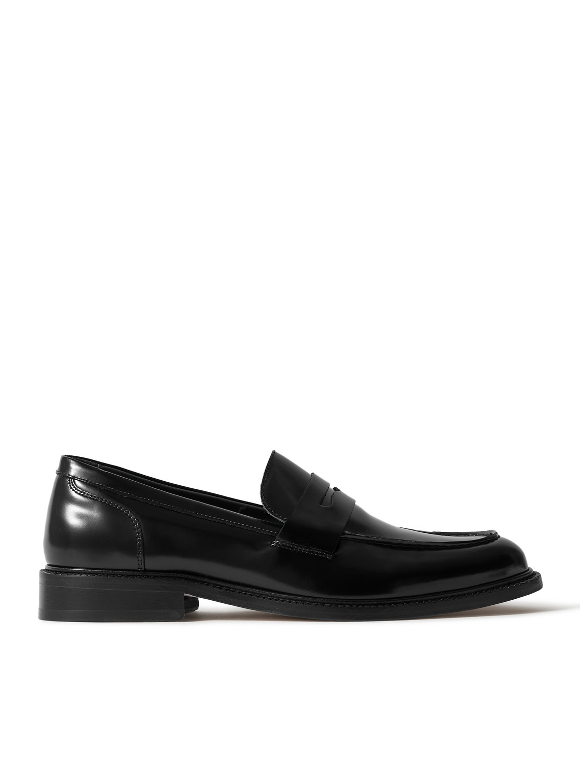 Vinny's Townee Glossed-leather Penny Loafers In Black