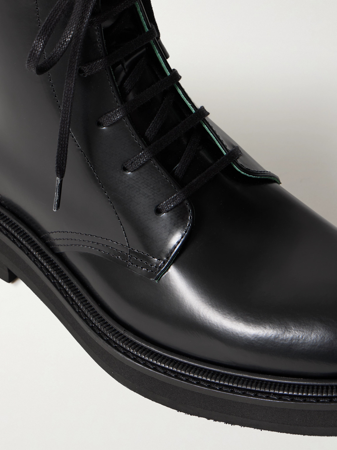 Vinny's Officer Glossed-leather Boots In Black