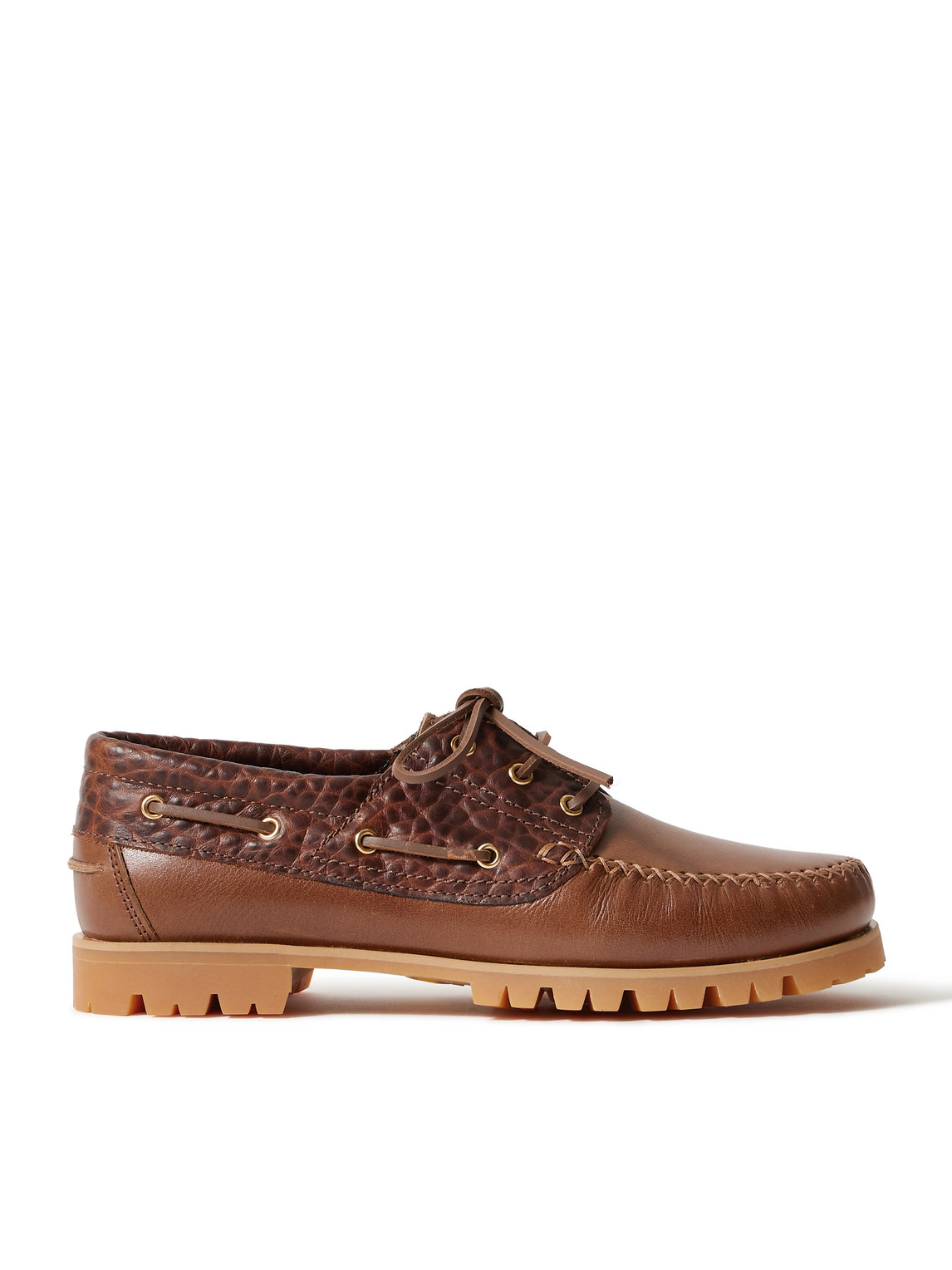 Vinny's Aztec Leather Boat Shoes In Brown
