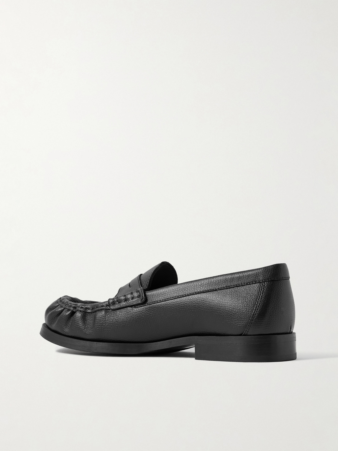 Vinny's Ogee Full-grain Leather Penny Loafers In Black