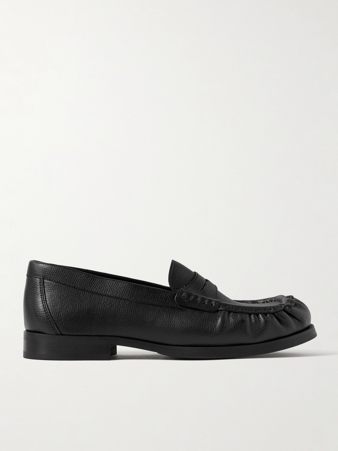 Vinny's Ogee Full-grain Leather Penny Loafers In Black