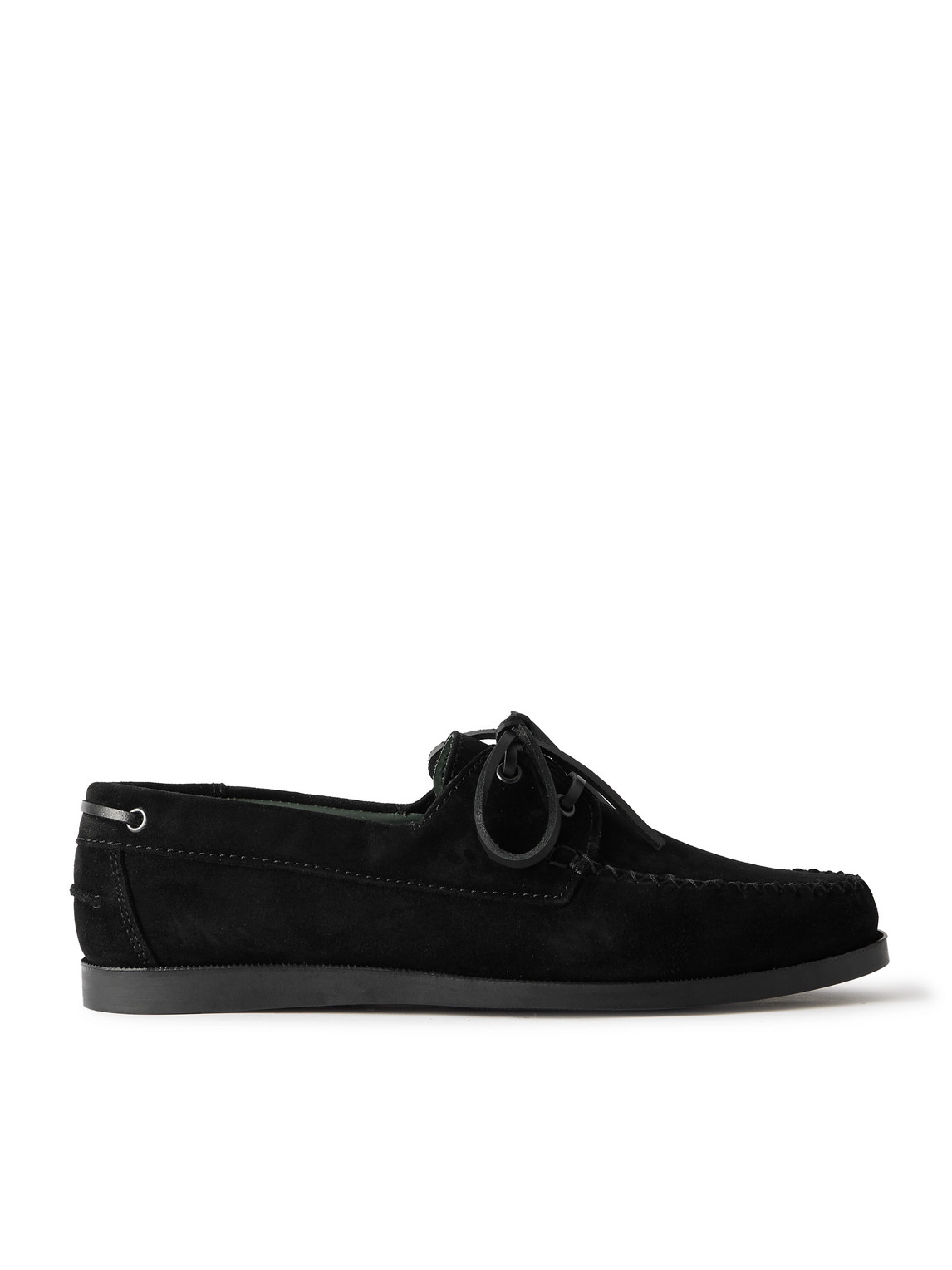 Vinny's Suede Boat Shoes In Black