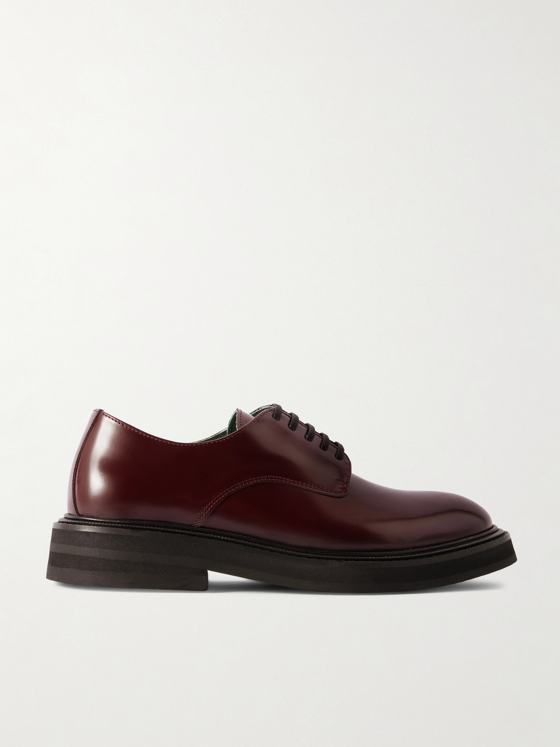 Vinny's Officer Polished-leather Derby Shoes In Burgundy