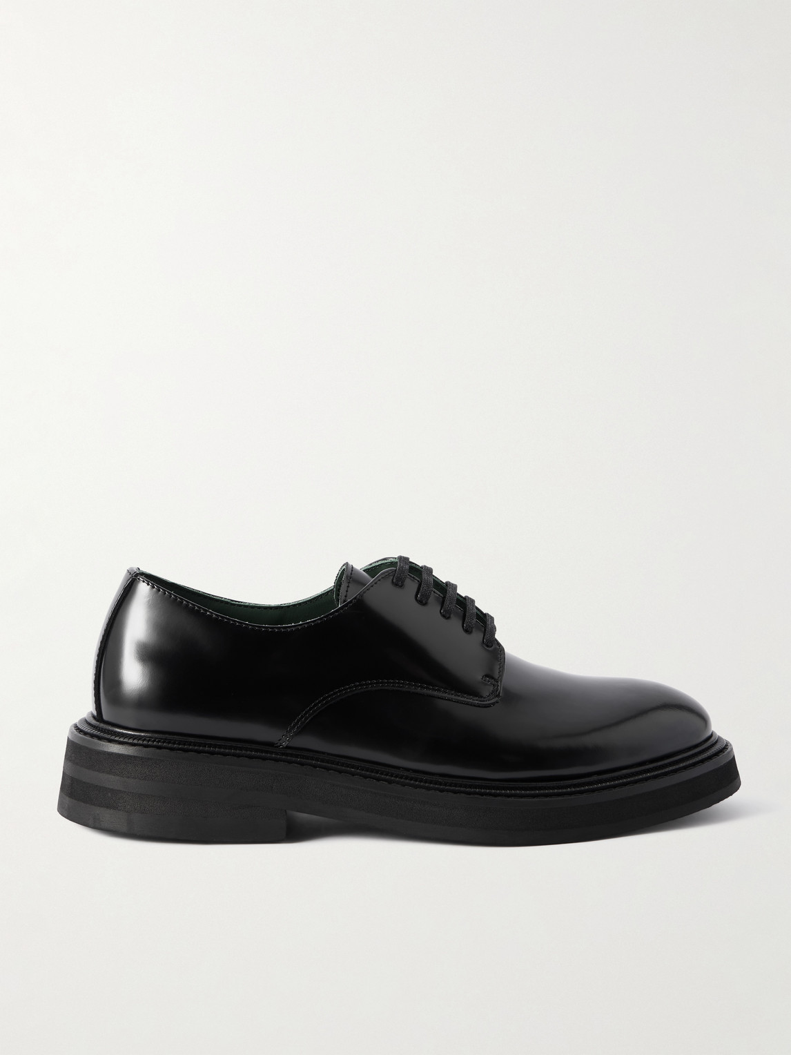 Vinny's Officer Polished-leather Derby Shoes In Black
