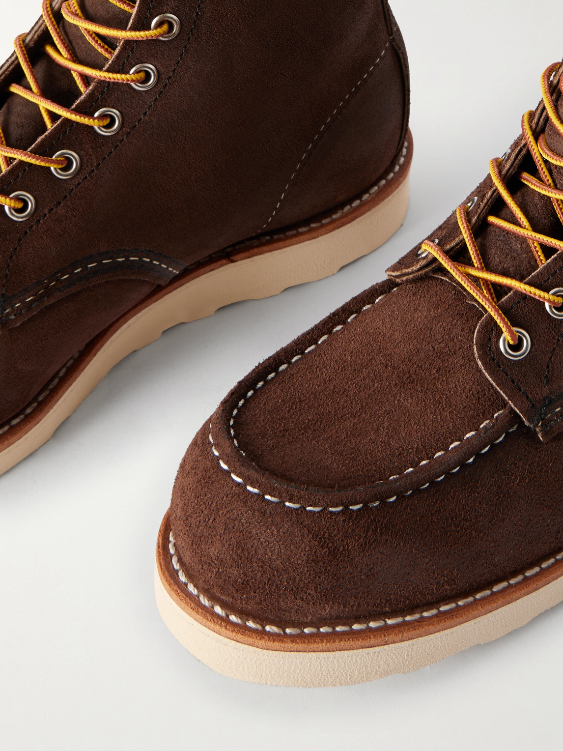 Red Wing Shoes Suede Ankle Lace-up Shoes With Round Toe In Brown