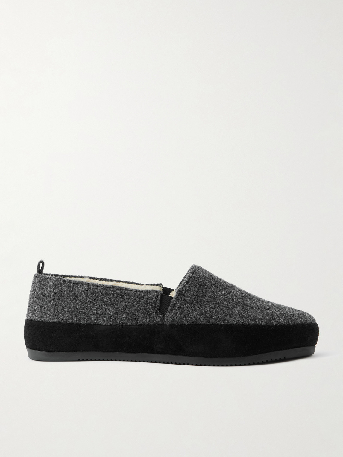 Mulo Plush-lined Suede-trimmed Wool Loafers In Grey