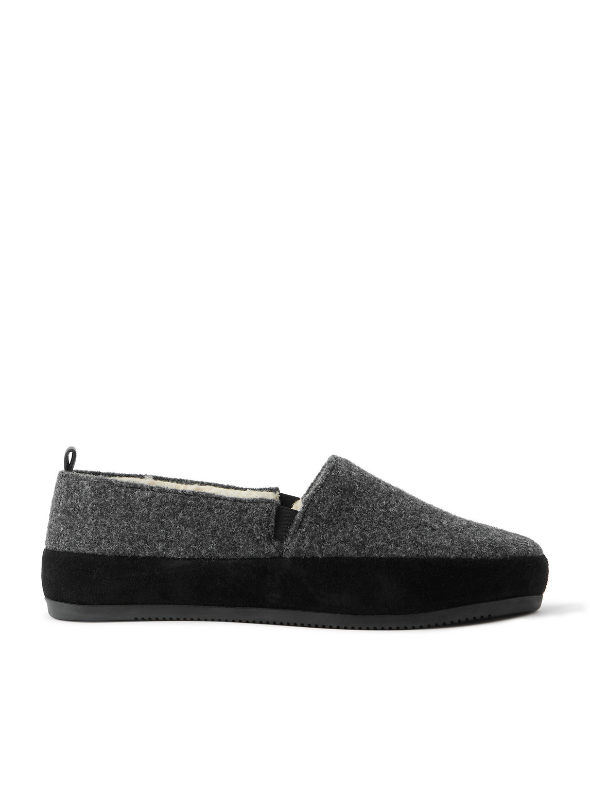 Mulo Plush-lined Suede-trimmed Wool Loafers In Gray