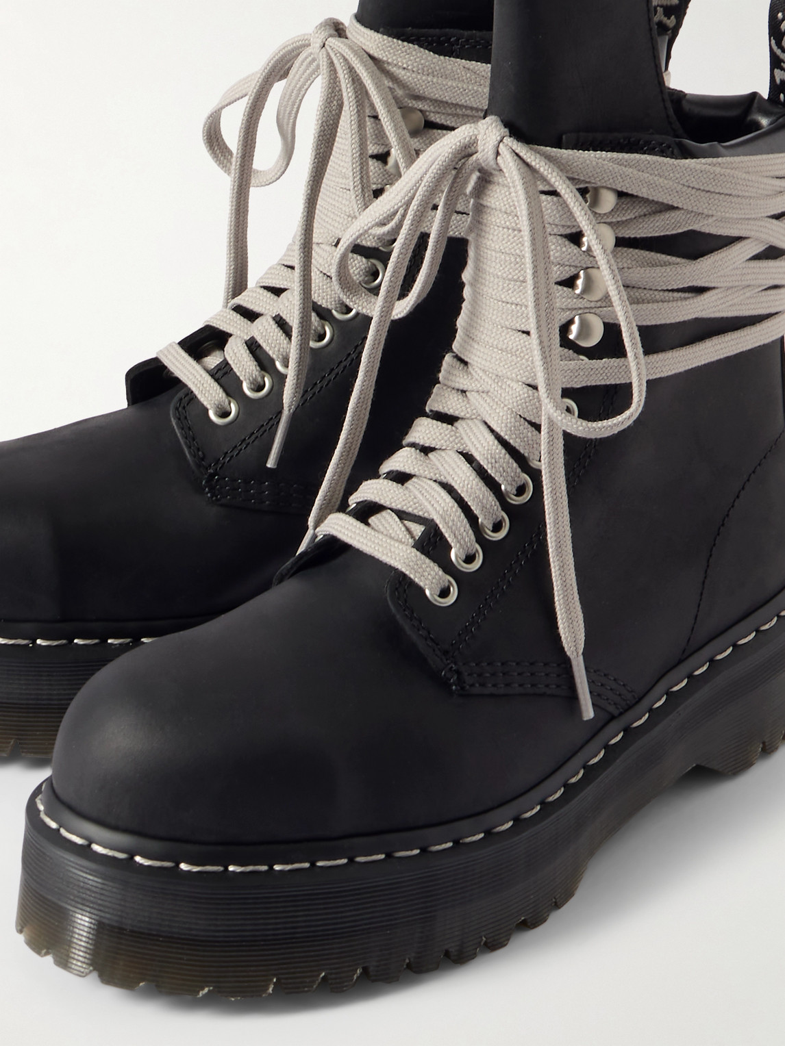 Rick Owens | Black | Dr Martens Quad Sole Steel Toe Leather La_
