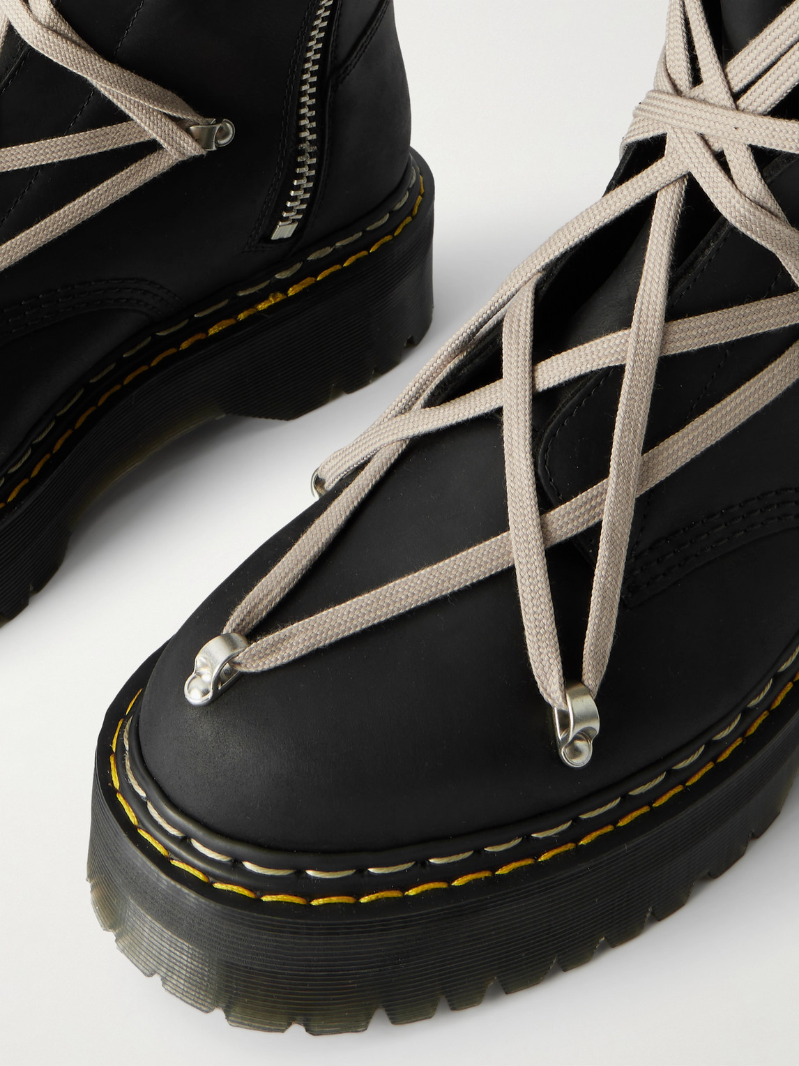 Rick Owens X Dr. Martens 1b60 Quad Sole Pentalace Boot In Black