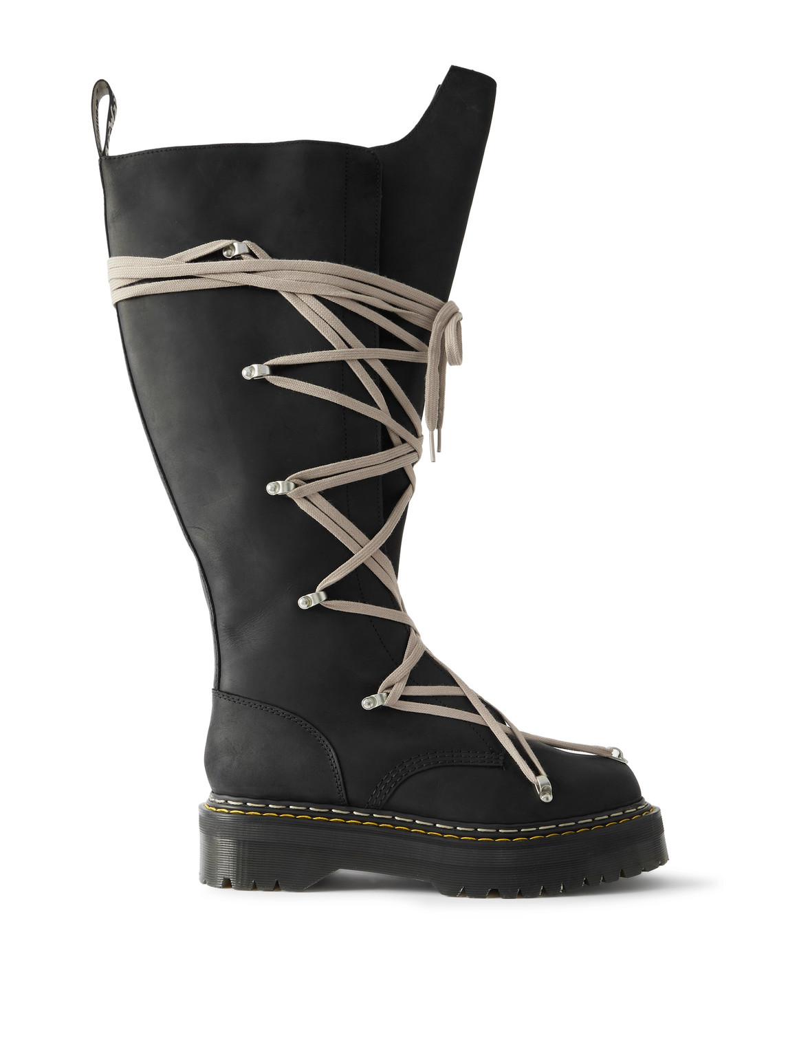 Rick Owens X Dr. Martens 1b60 Quad Sole Pentalace Boot In Black