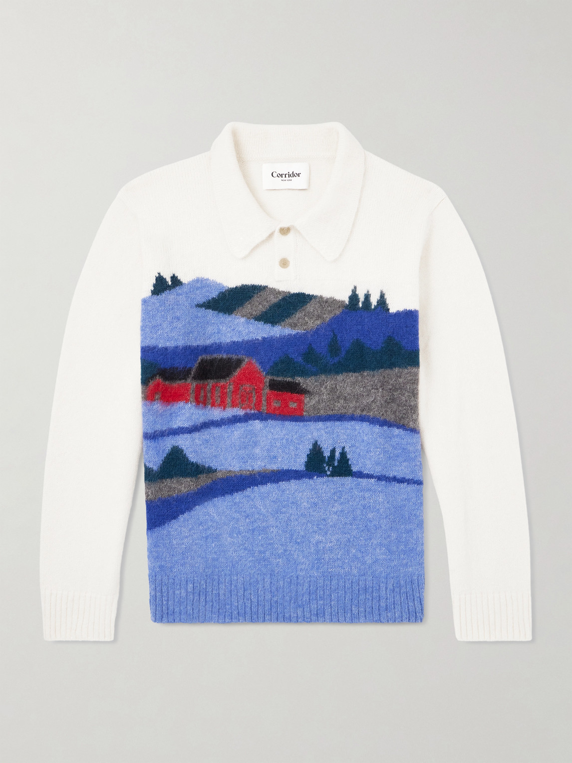 Corridor Hart Jacquard-knit Alpaca-blend Polo Sweater In Animal Print