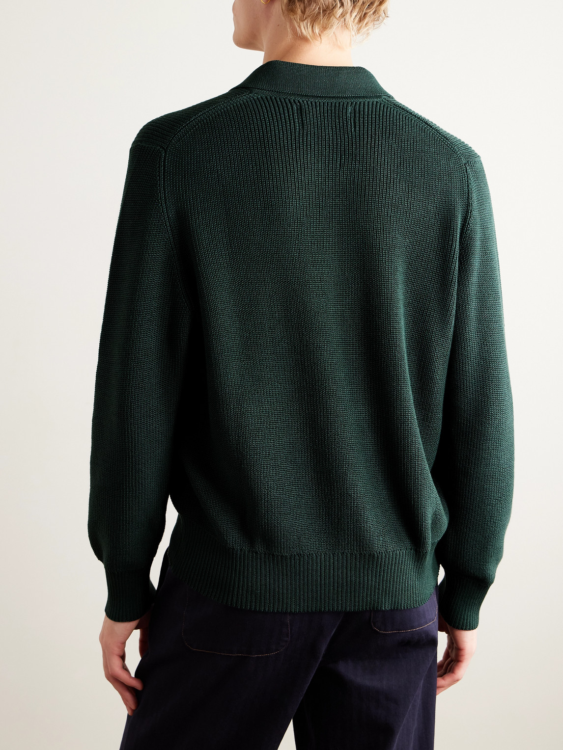 Corridor Ribbed Organic Mercerised Cotton Polo Shirt In Green