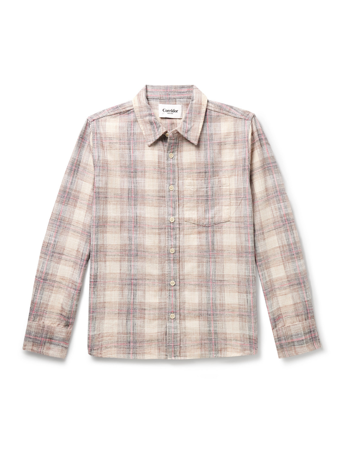 Corridor Rosewood Long Sleeve Button Front Shirt In Multi