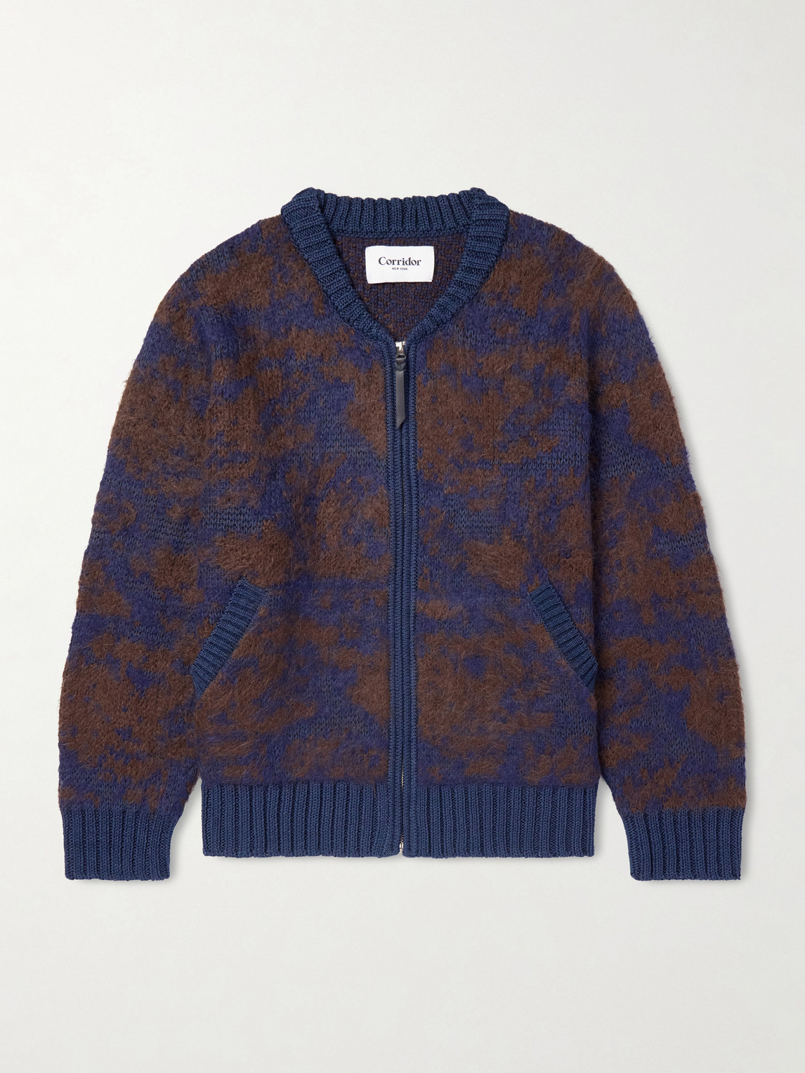 Corridor Cotton-blend Zip-up Cardigan In Burgundy