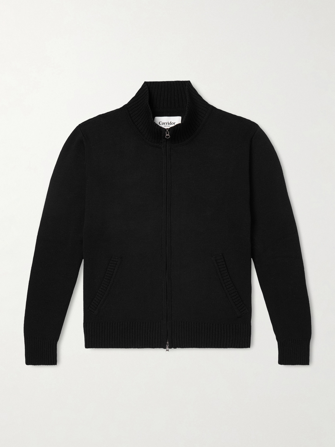 Corridor Organic Cotton Zip-up Cardigan In Black