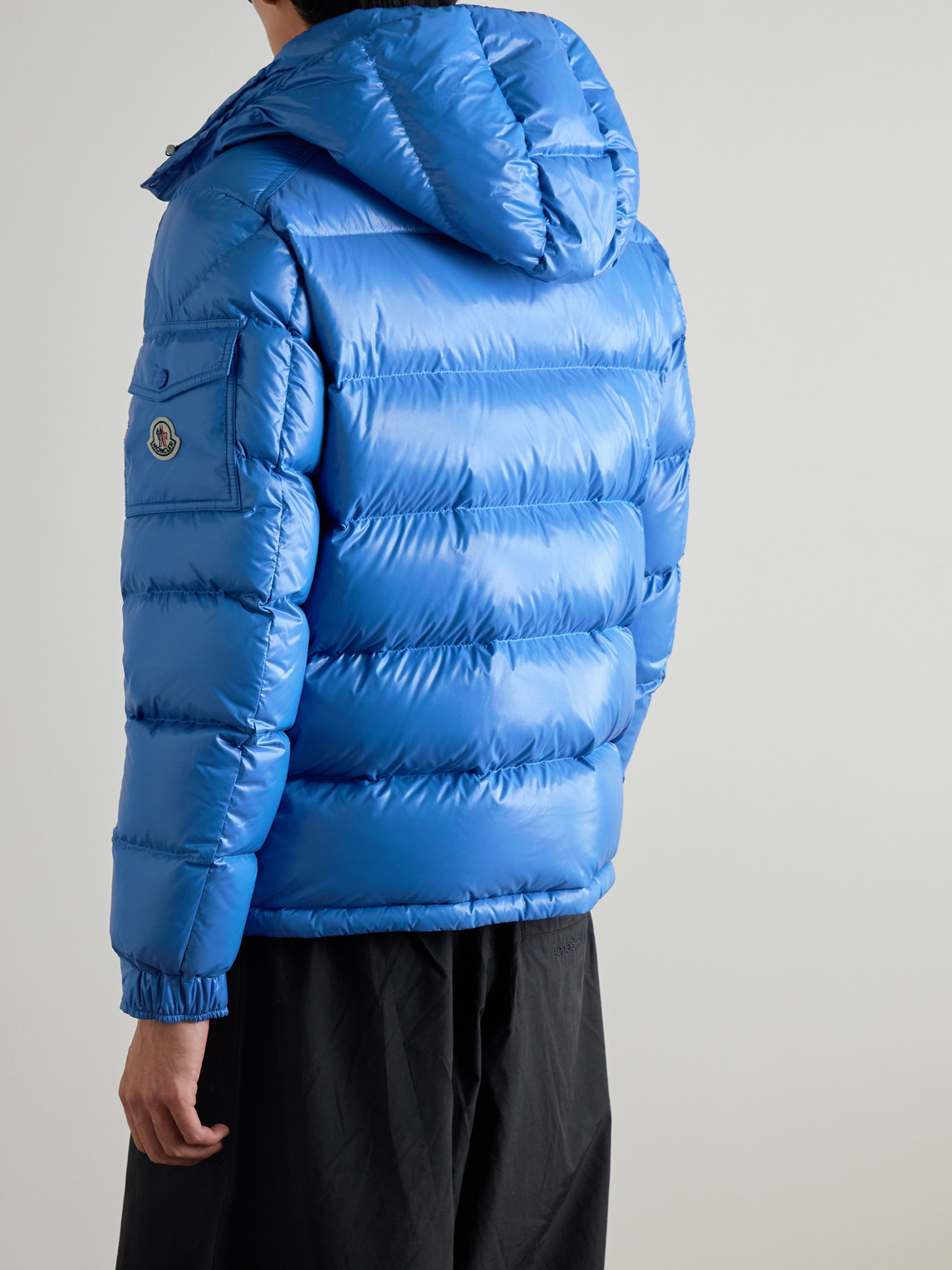Maya Logo-Appliquéd Quilted Shell Hooded Down Jacket