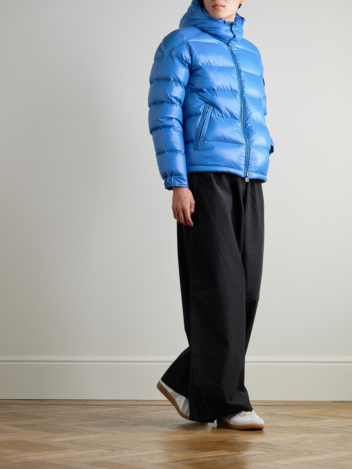 Maya Logo-Appliquéd Quilted Shell Hooded Down Jacket
