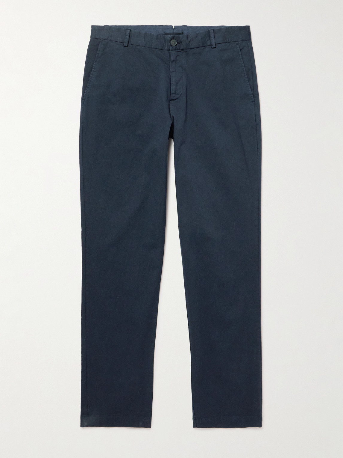 Sunspel Straight-leg Cotton-blend Twill Chinos In Blue