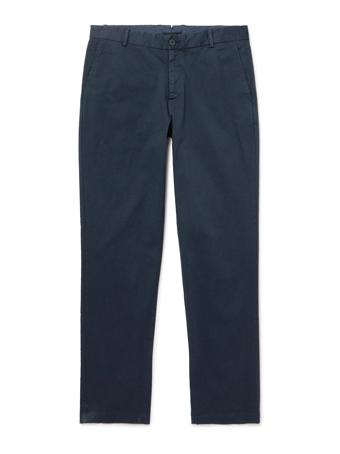 Sunspel Straight-leg Cotton-blend Twill Chinos In Blue