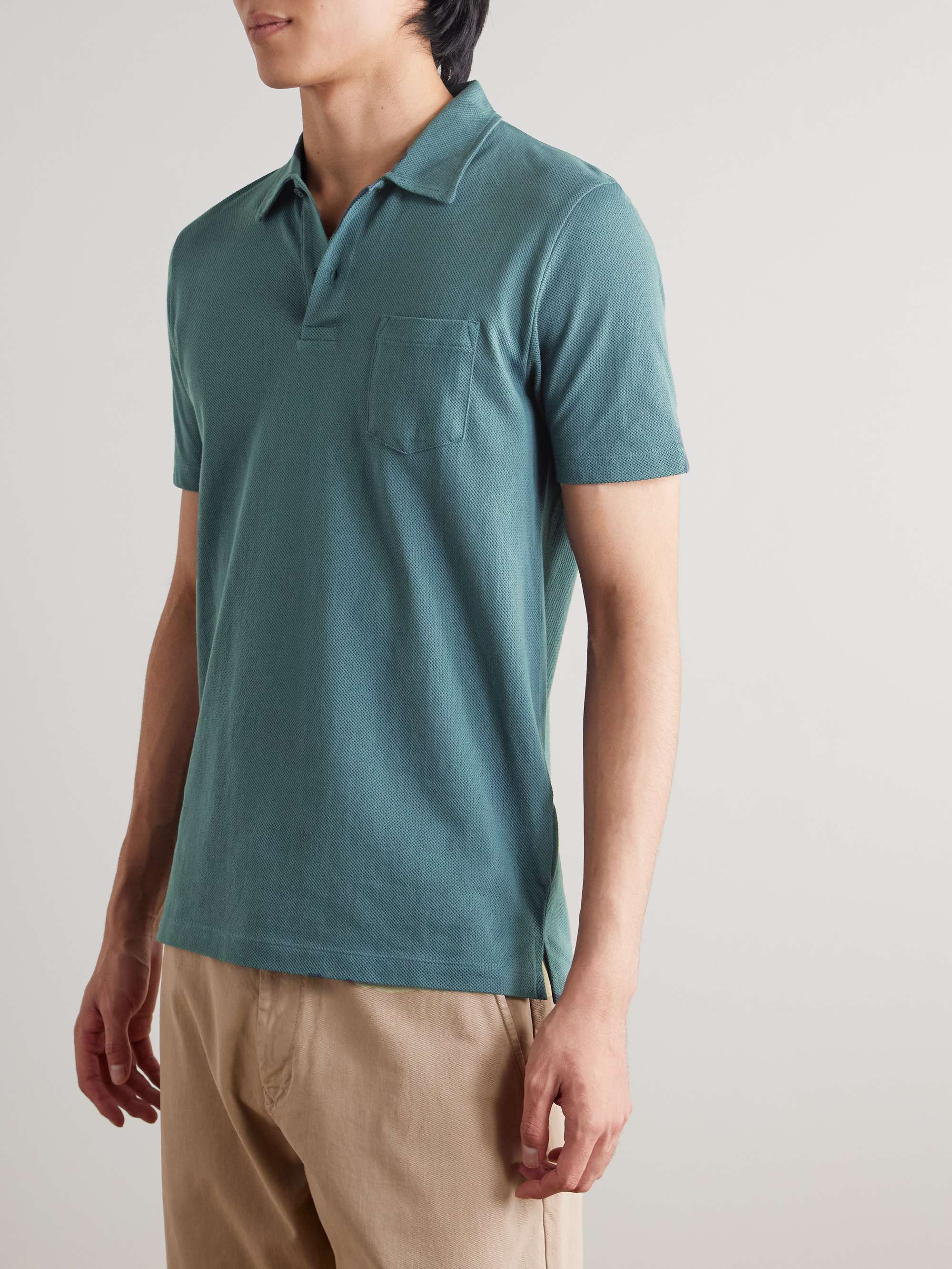 SUNSPEL Riviera Slim-Fit Cotton-Mesh Polo Shirt
