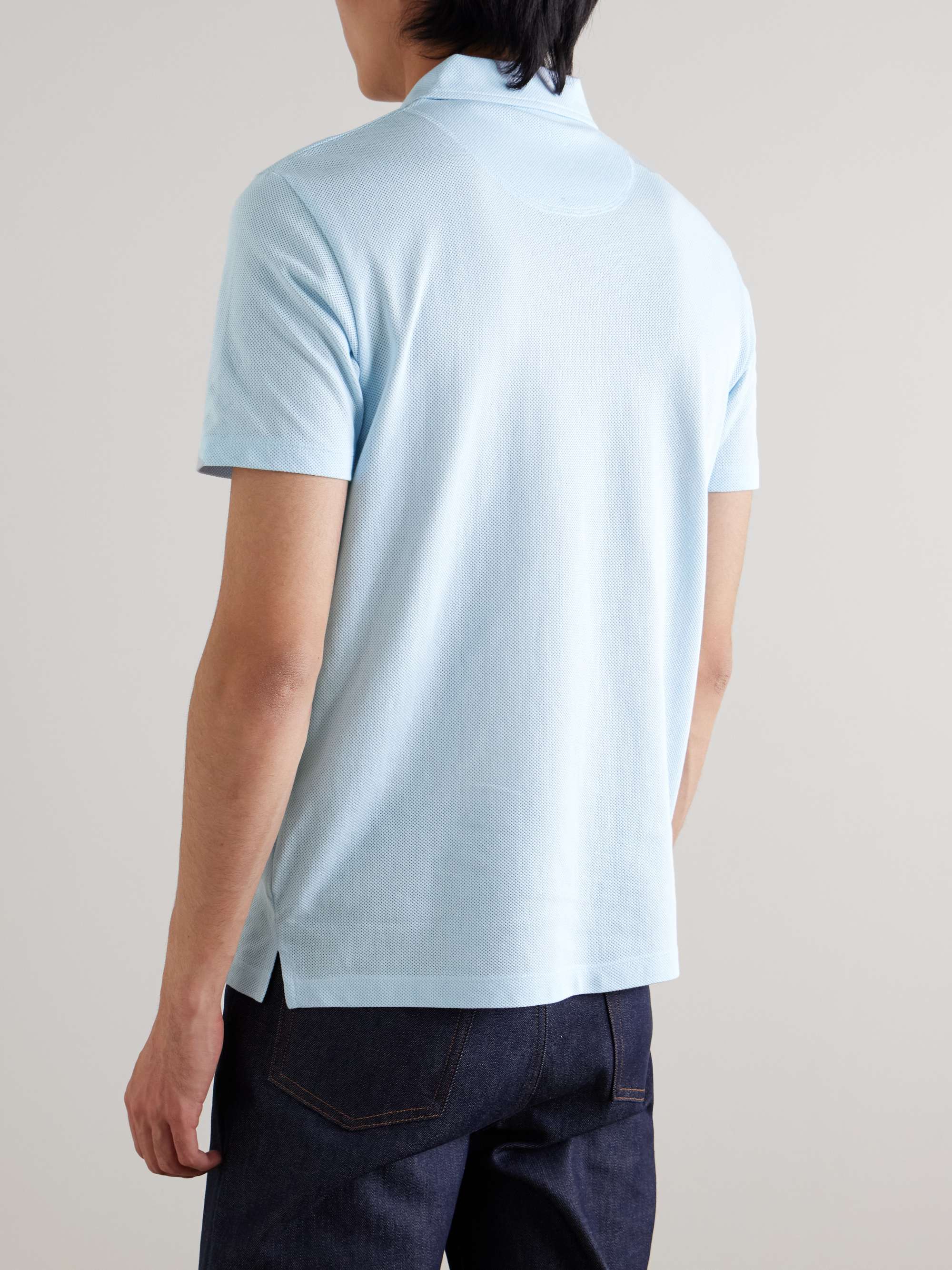 SUNSPEL Riviera Slim-Fit Cotton-Mesh Polo Shirt