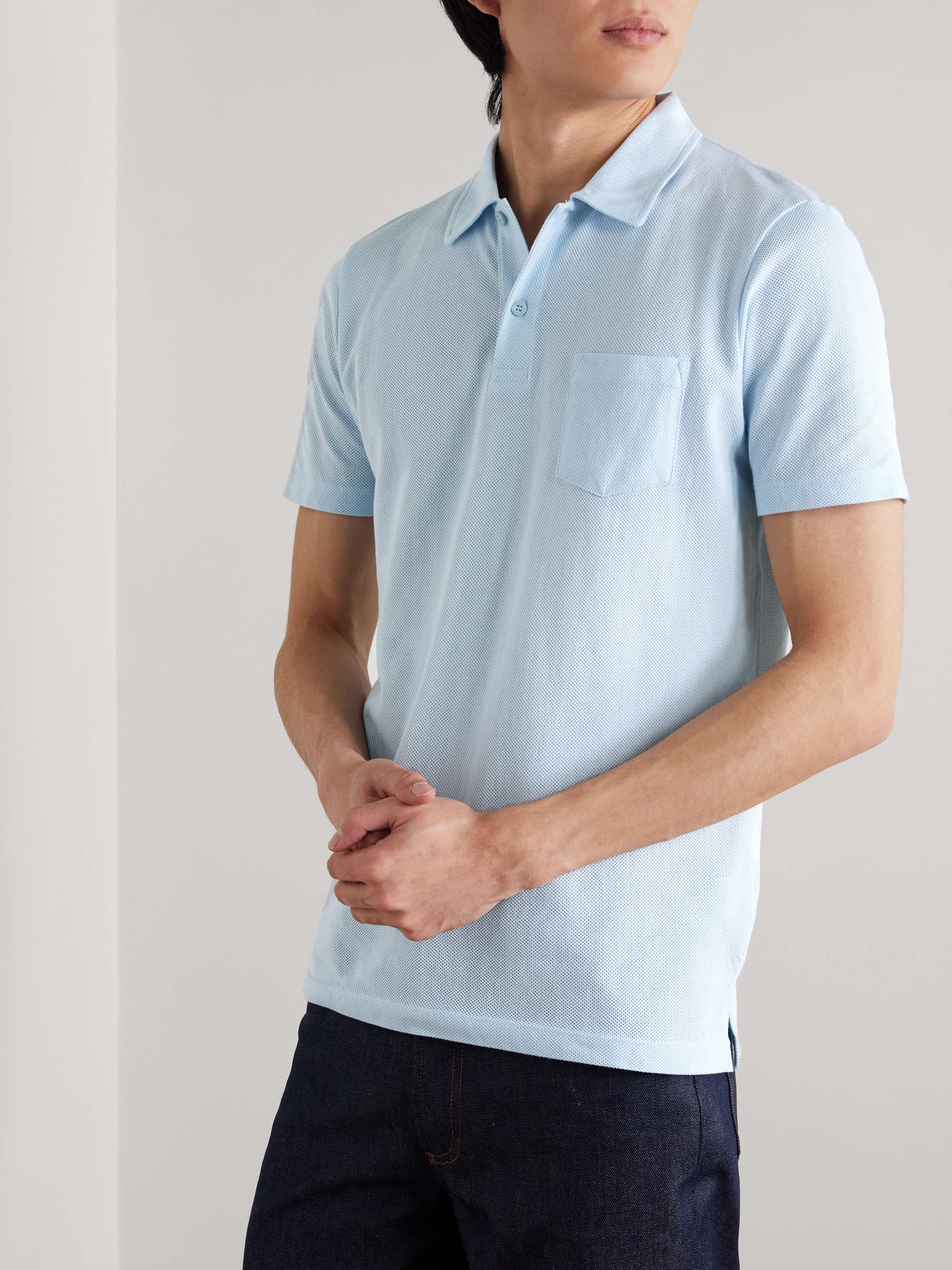 SUNSPEL Riviera Slim-Fit Cotton-Mesh Polo Shirt