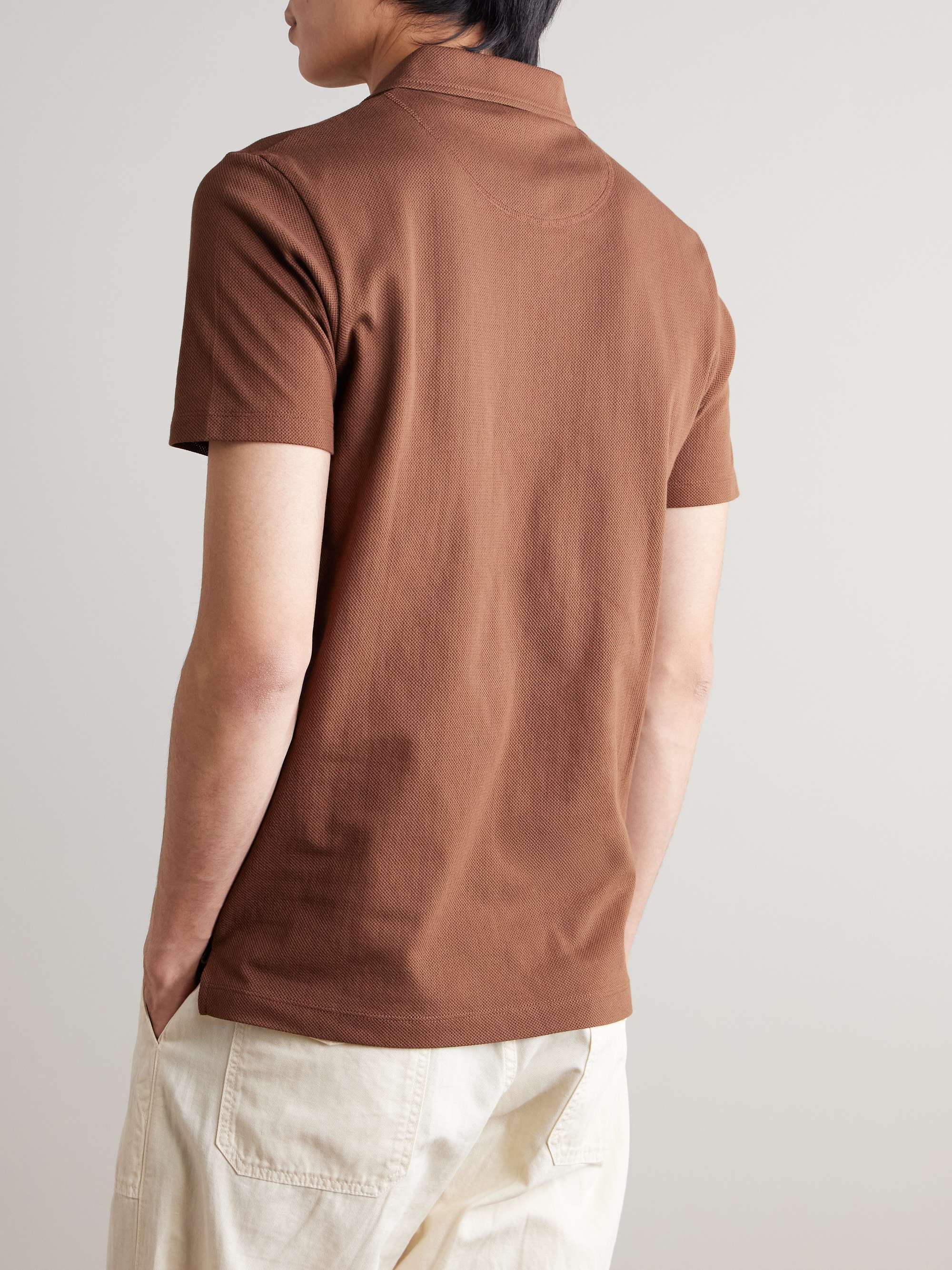 SUNSPEL Riviera Slim-Fit Cotton-Mesh Polo Shirt