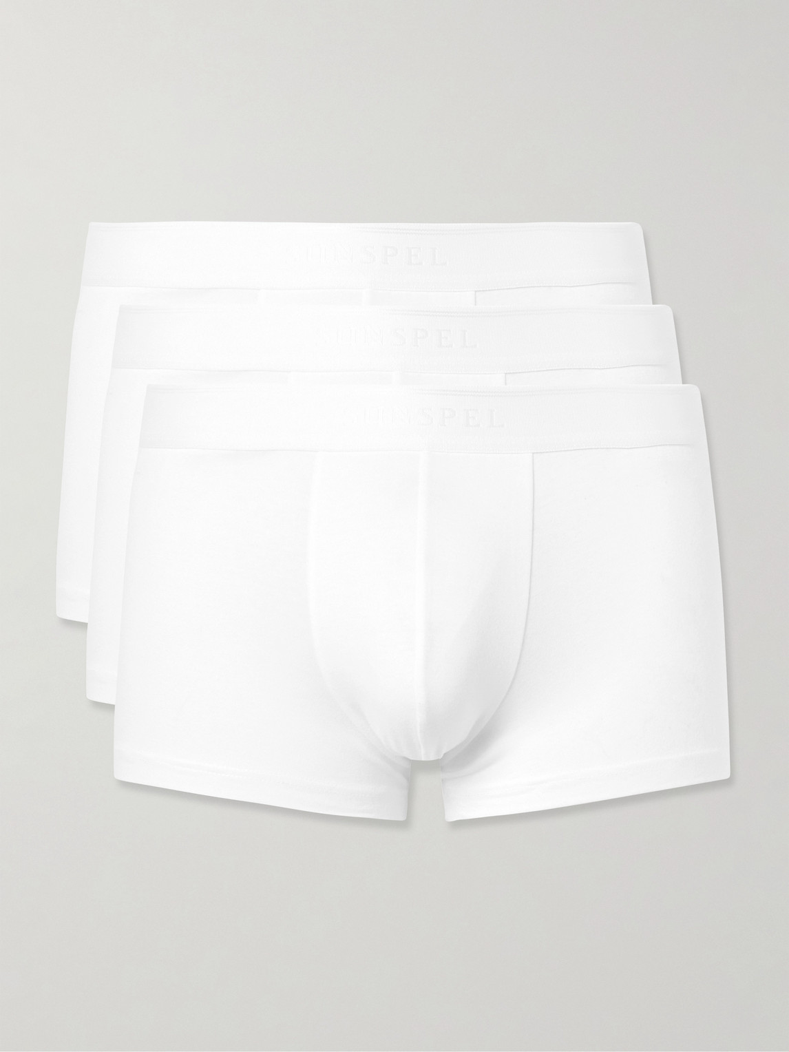 Sunspel Three-pack Stretch-cotton Boxer Briefs In White