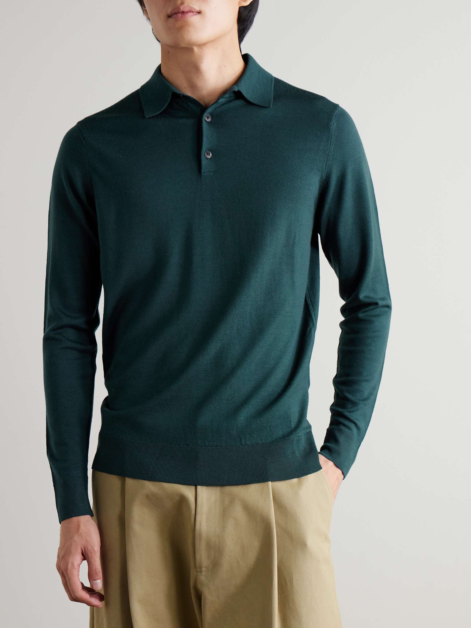 SUNSPEL Slim-Fit Merino Wool Polo Shirt