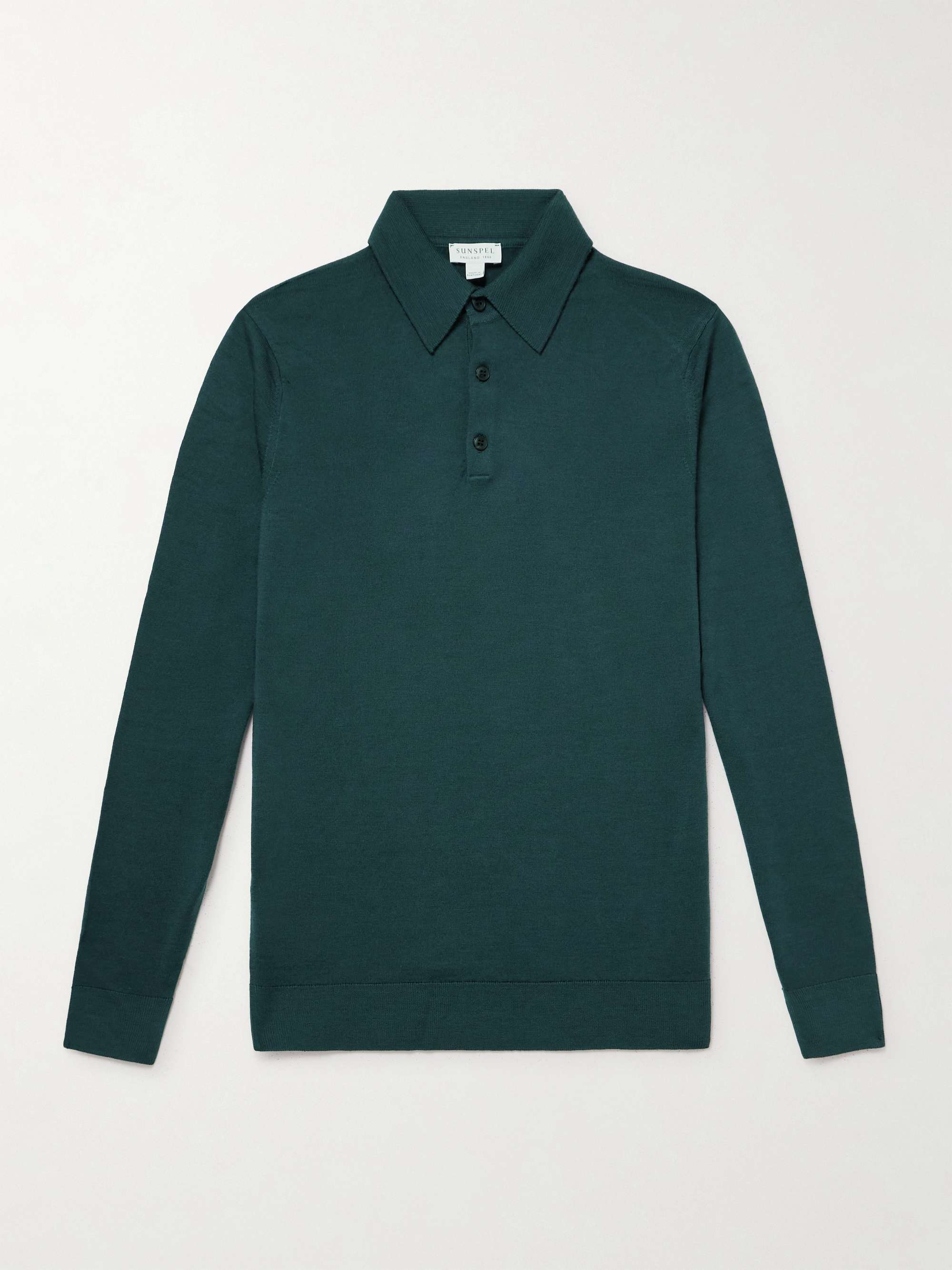 SUNSPEL Slim-Fit Merino Wool Polo Shirt