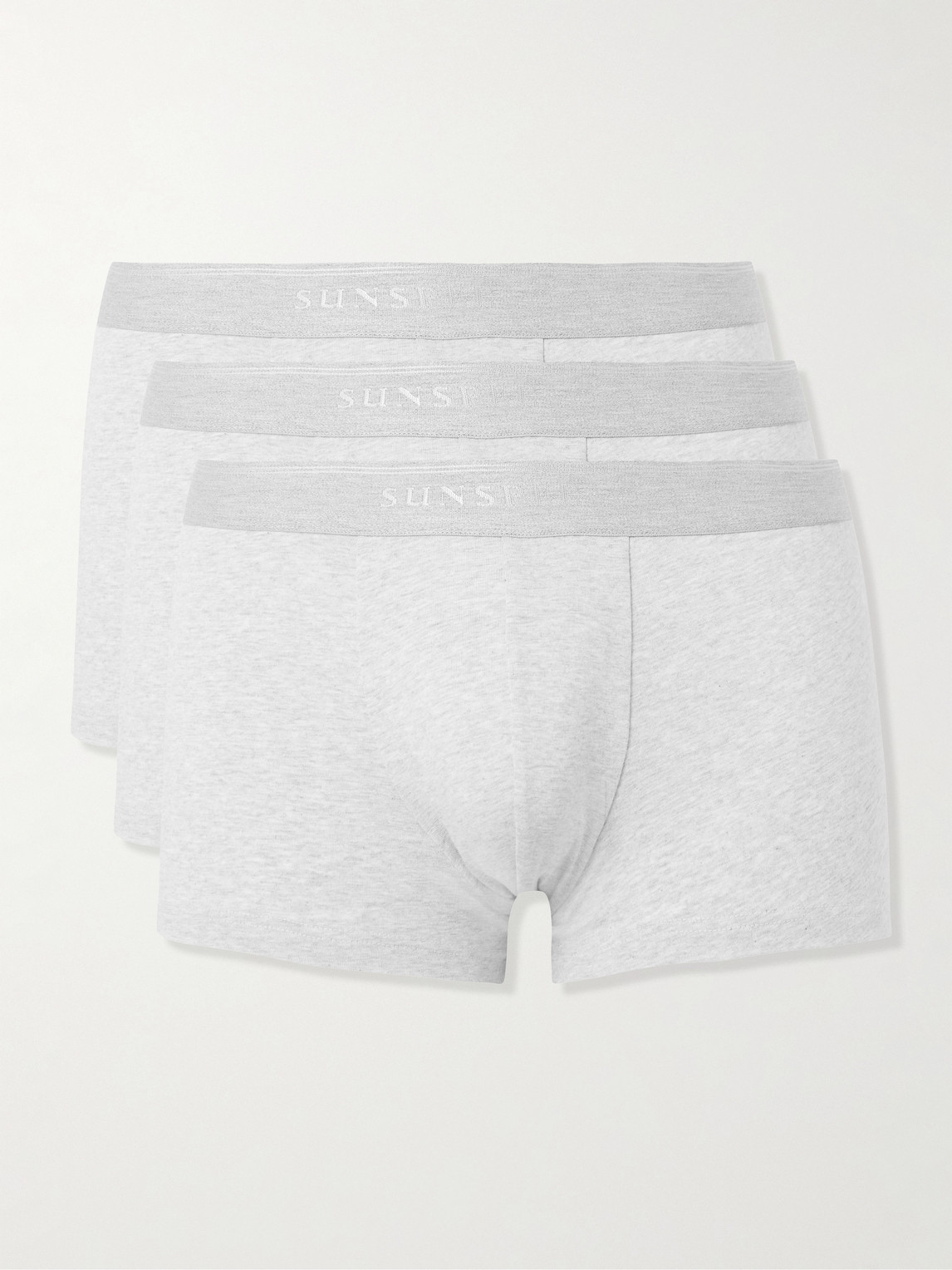 Sunspel Three-pack Stretch-cotton Boxer Briefs In Gray