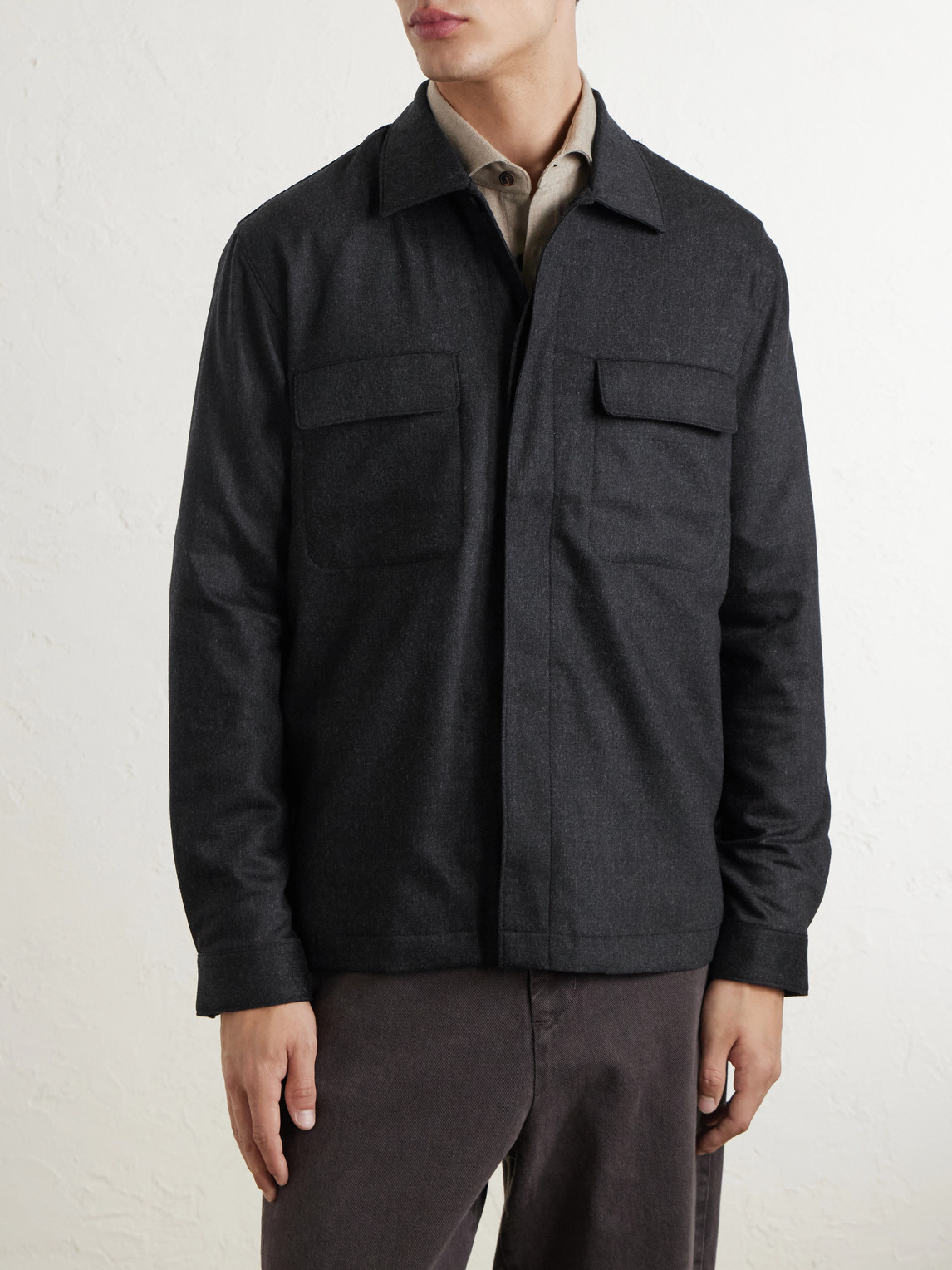  Sunspel - Stretch Wool And Cashmere-blend Flannel Overshirt - Men - Blue - S 