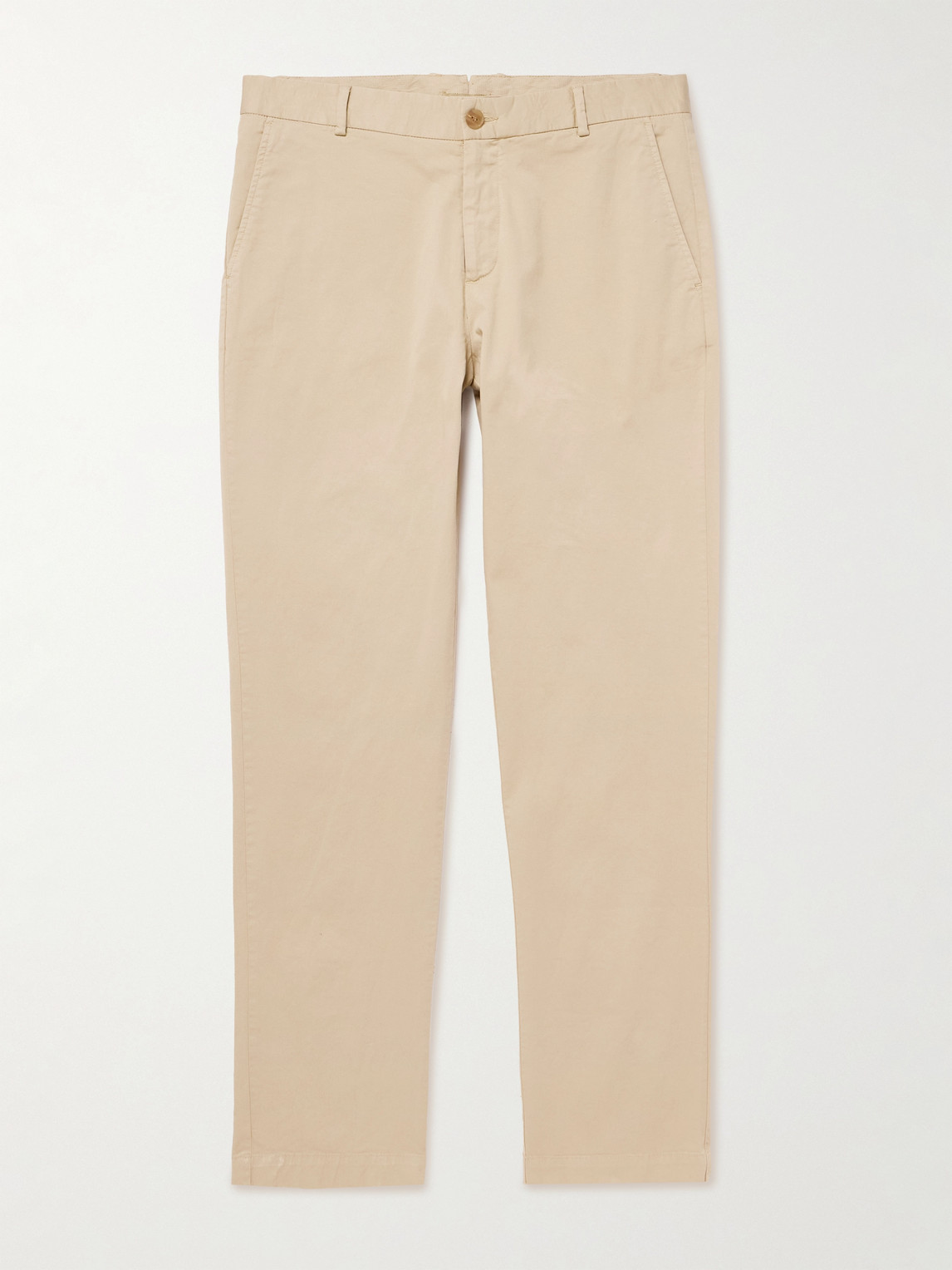 Sunspel Straight-leg Garment-dyed Cotton-blend Twill Chinos In Neutral