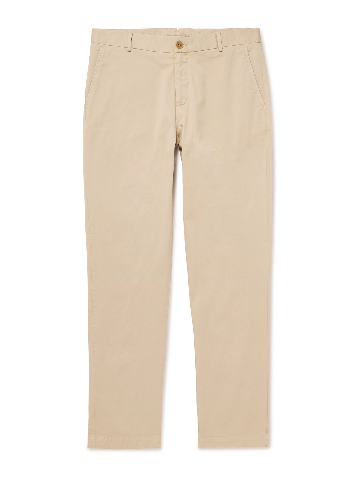 Sunspel Straight-leg Garment-dyed Cotton-blend Twill Chinos In Neutral